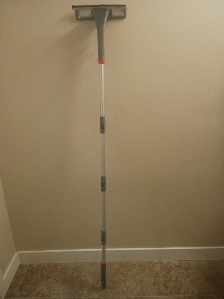 Window Squeegee with Microfiber Scrubber and Long Extension Pole