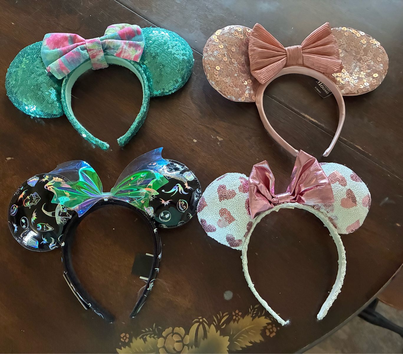 Minnie Mouse Ears Headbands - 4 Pack Disneyland Disney Sequin & Iridescent Bow Disney Parks Style