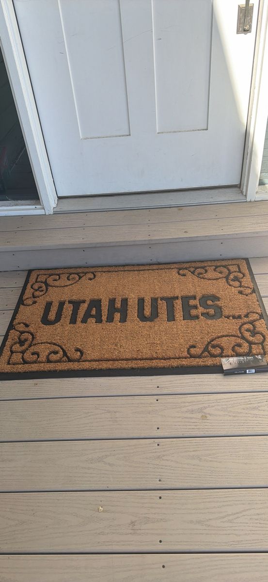 University of Utah Utes Coir Doormat - Welcome Mat with Scrollwork Design