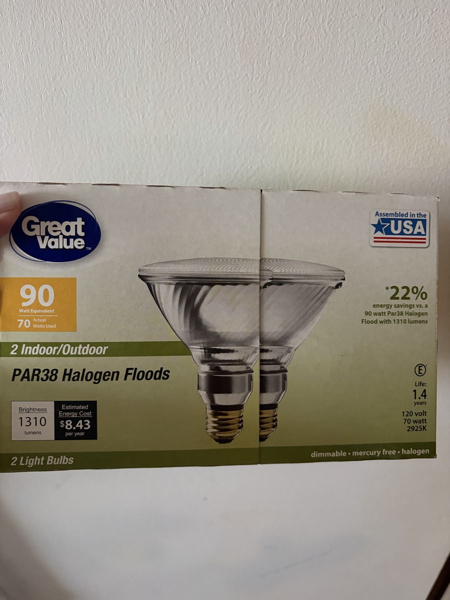 Great Value PAR38 70W (90W Equiv.) Halogen Flood Light Bulbs (2-Pack) - Dimmable, Indoor/Outdoor