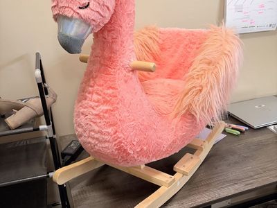Cute Pink Flamingo Rocker Kids Plush Ride-On Toy