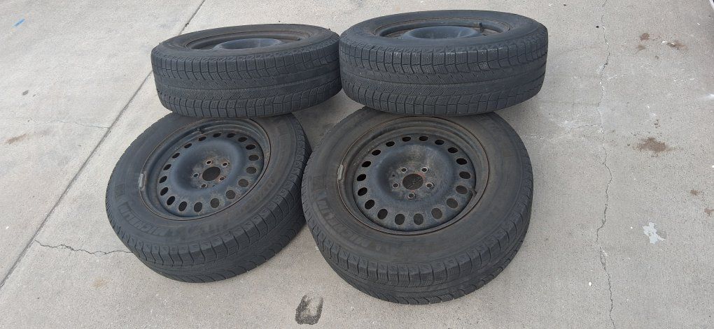 Set of 4 Michelin X Green 235/65R17 Winter Tires on Steel Rims 5x114.3