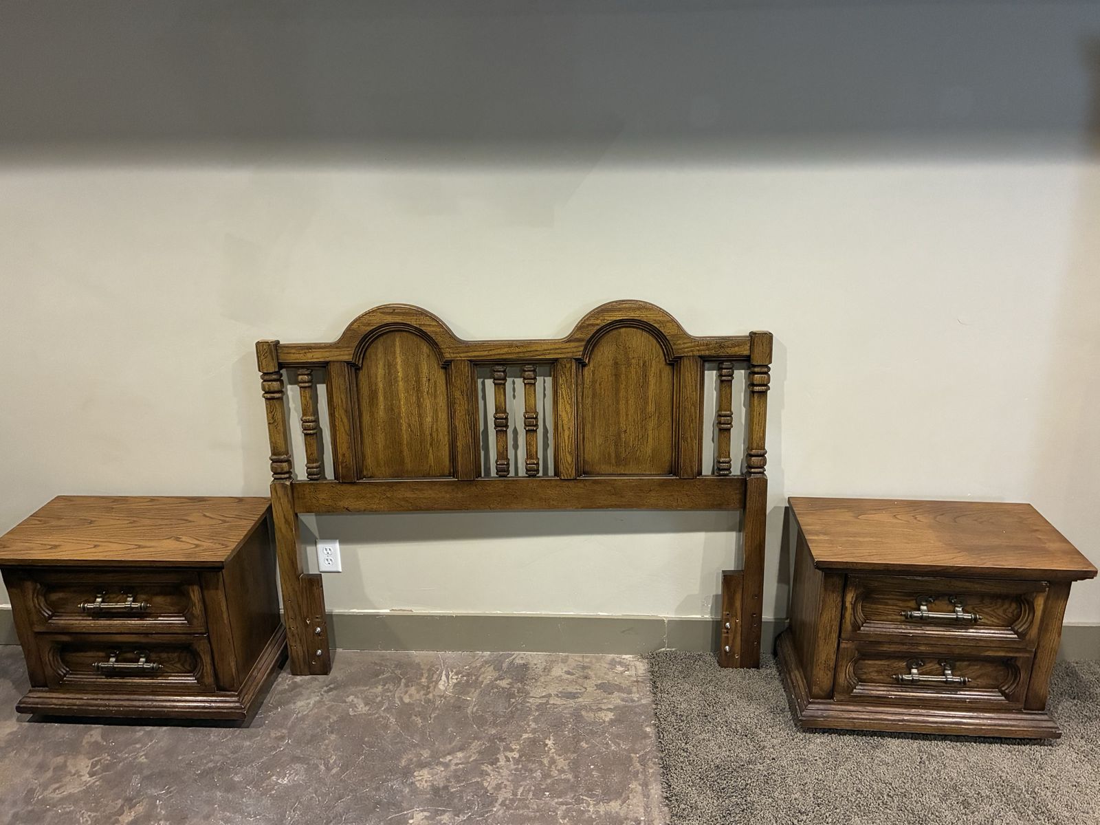 Vintage Style Bedroom Set - Full Headboard, Dresser, 2 Nightstands