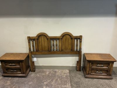 Vintage Style Bedroom Set - Full Headboard, Dresser, 2 Nightstands