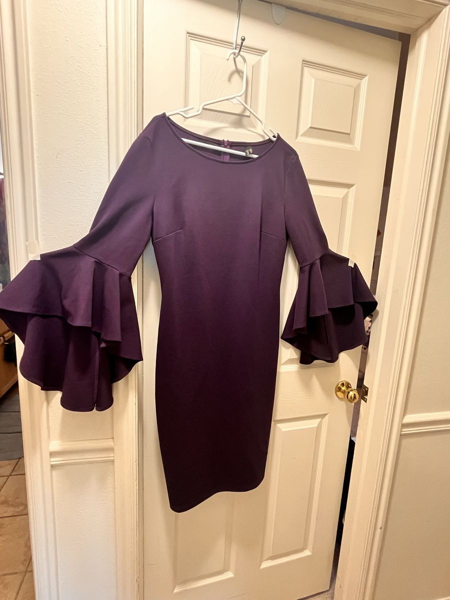 VFShow Vfemage Elegant Bell Sleeve purple pencil dress