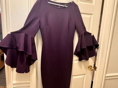 VFShow Vfemage Elegant Bell Sleeve purple pencil dress