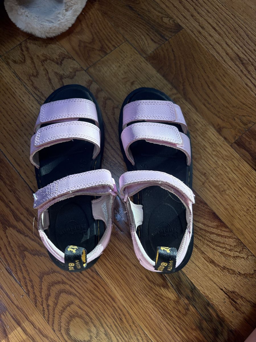 Dr. Martens Pink Leather Strap Sandals, Size Unknown, Hook and Loop Closure