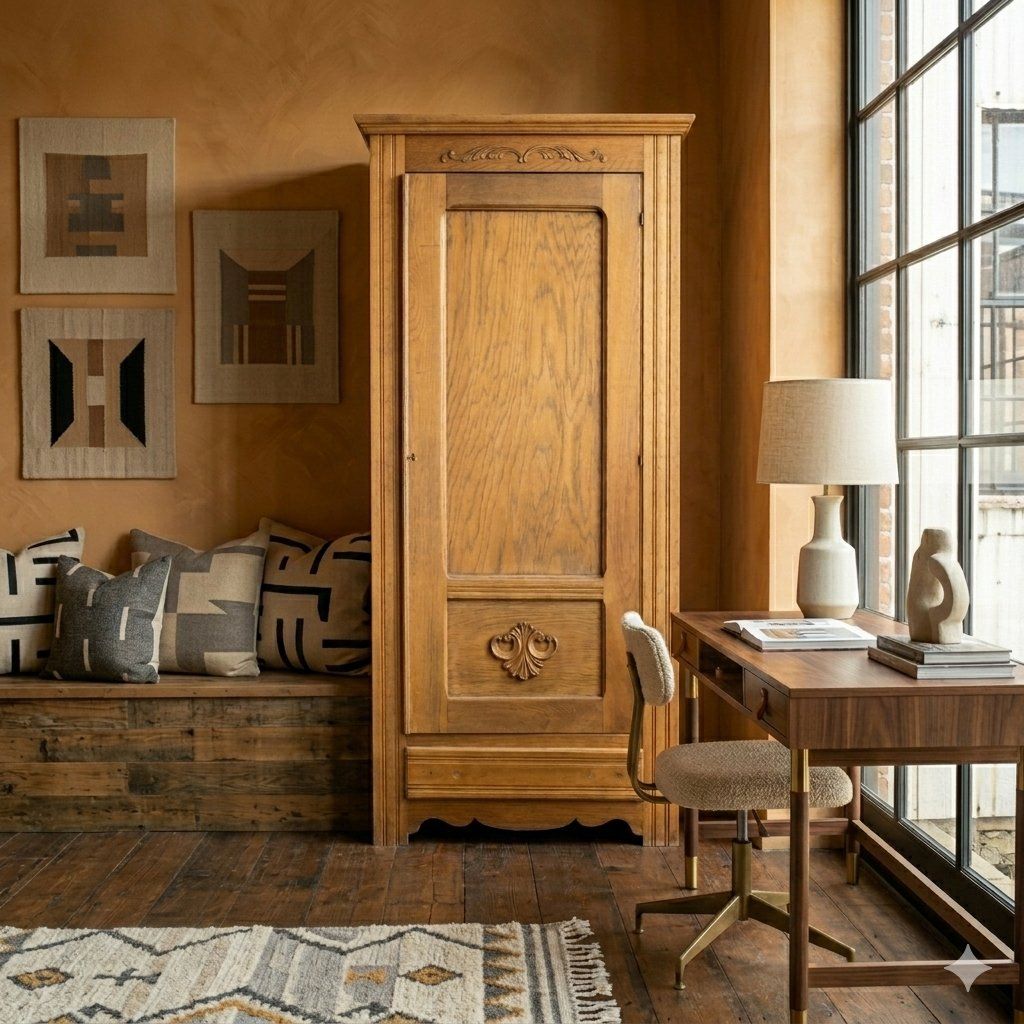 GORGEOUS Antique French Provincial Oak Armoire