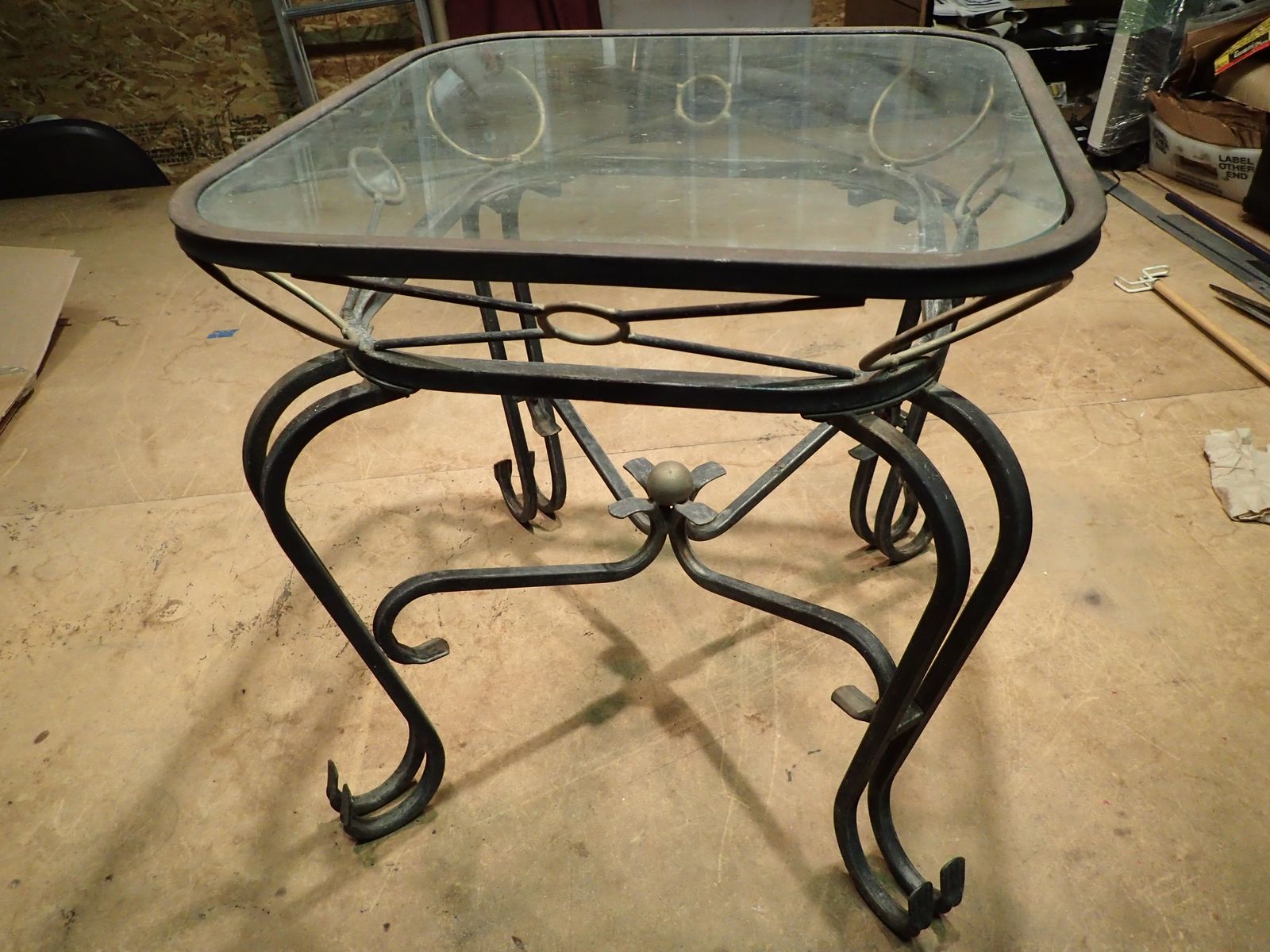 Glass Top Scroll Patio/Balcony Side Table