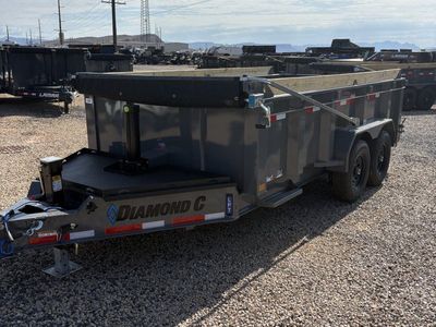 7x14 Diamond C LPT 207 Dump Trailer - 32" Sides - 15.5K GVWR - 14 Ply Tires, 5 Stage Telescopic, Board Brackets, Long Arm Tarp