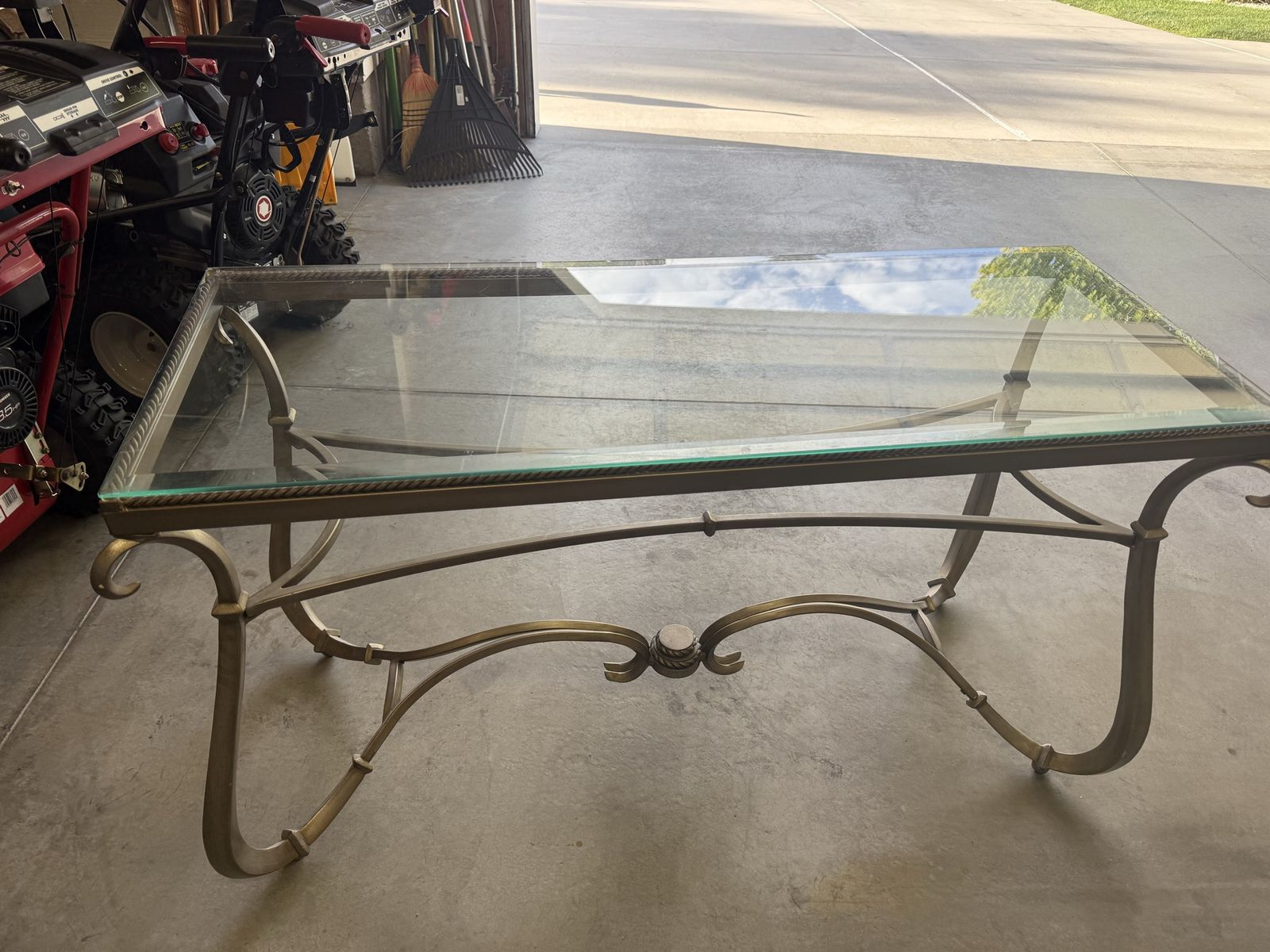 Elegant Wrought Iron & Glass Coffee Table - Classic Design Living Room Furniture