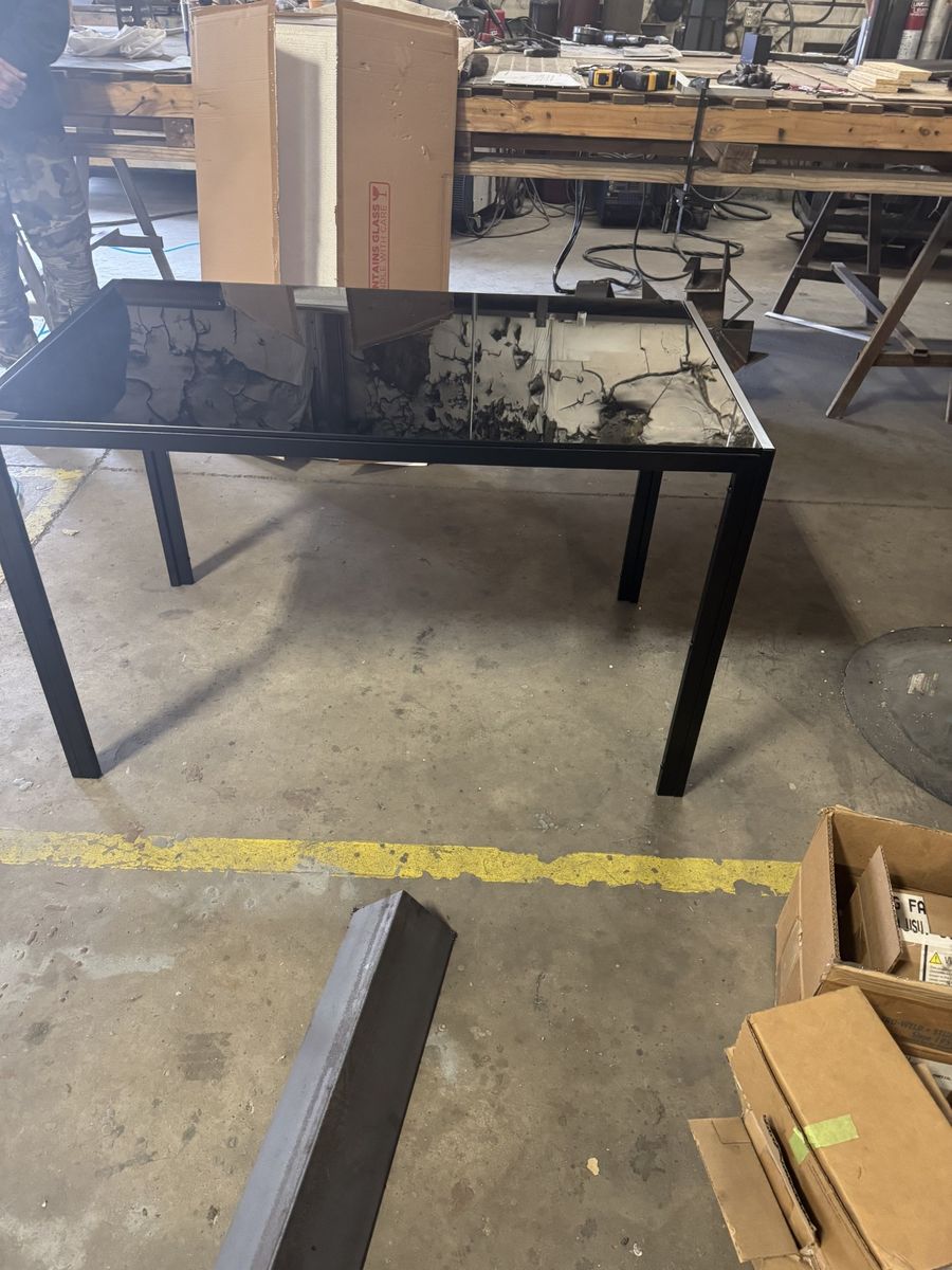 Dining Table for 4-6 People | Black | 47 Inch Rectangular Glass Kitchen Table