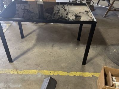 Dining Table for 4-6 People | Black | 47 Inch Rectangular Glass Kitchen Table