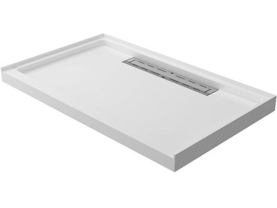 Acrylic Shower Base with Left or Right Drain, Single Threshold, Rectangular Shower Pan, Slip-Resista