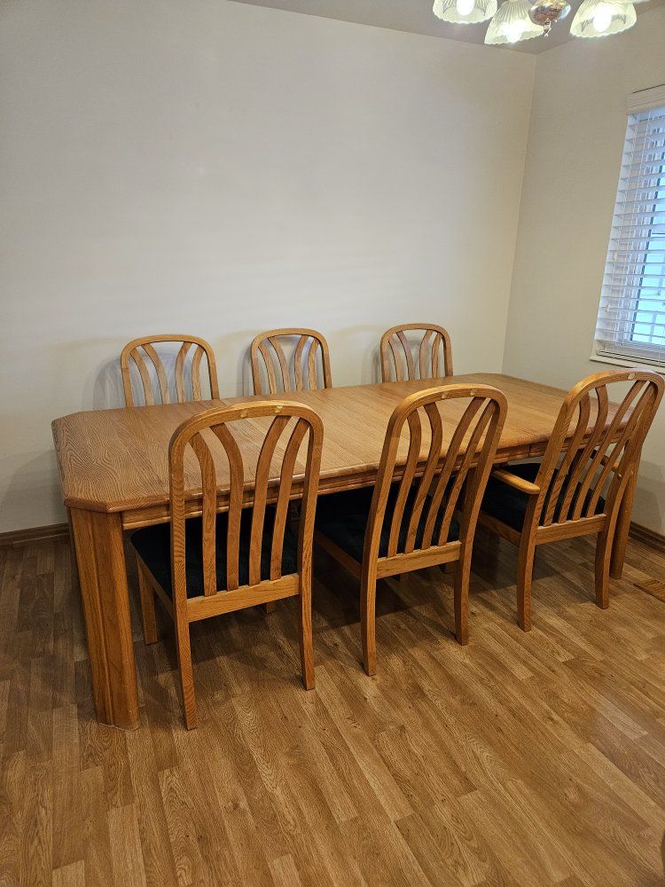Wooden Dining Table Set with 6 Chairs