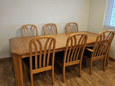 Wooden Dining Table Set with 6 Chairs