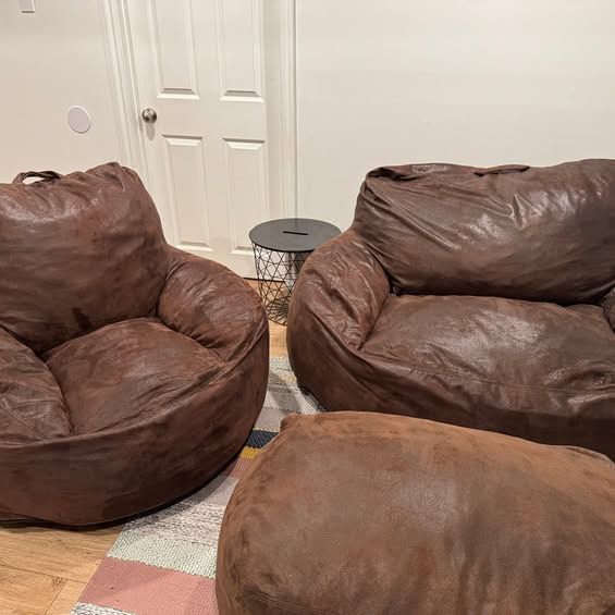 Big Joe Foam Loveseat and Chair and Ottoman