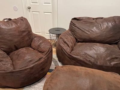 Big Joe Foam Loveseat and Chair and Ottoman