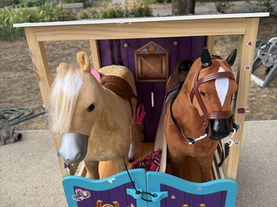 Our Generation Toy Horse Stable Play Set with 2 Toy Horses & Saddles