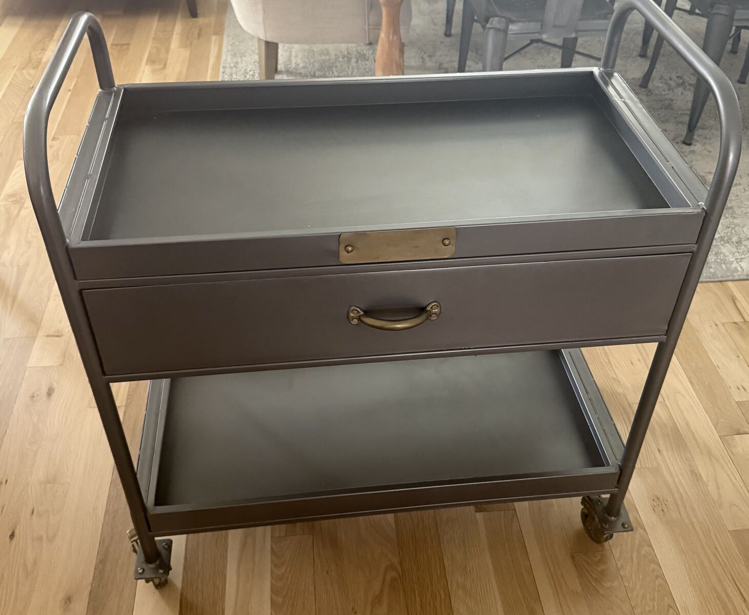 Industrial Bar Cart Kitchen Utility W Drawer