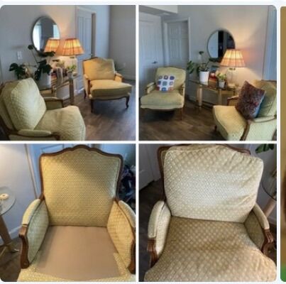 Vintage Yellow Chairs With Wood Accents