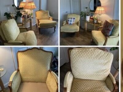Vintage Yellow Chairs With Wood Accents