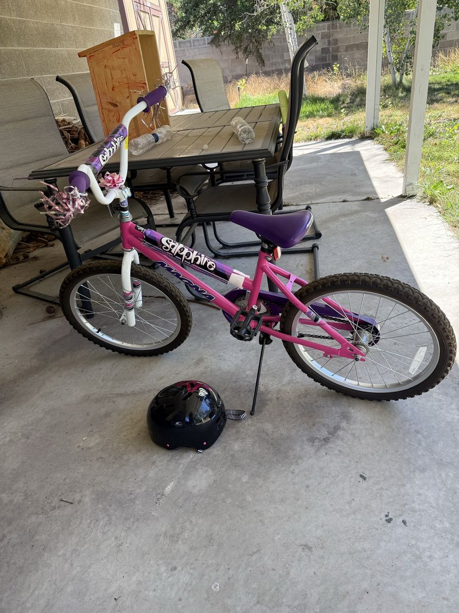 Pink and Purple Girl Sapphire Bicycle with Helmet