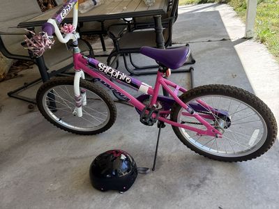Pink and Purple Girl Sapphire Bicycle with Helmet