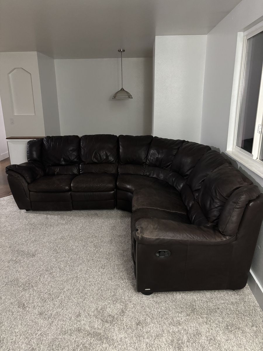 Brown leather couch