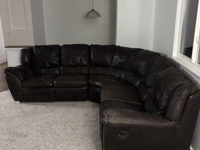 Brown leather couch