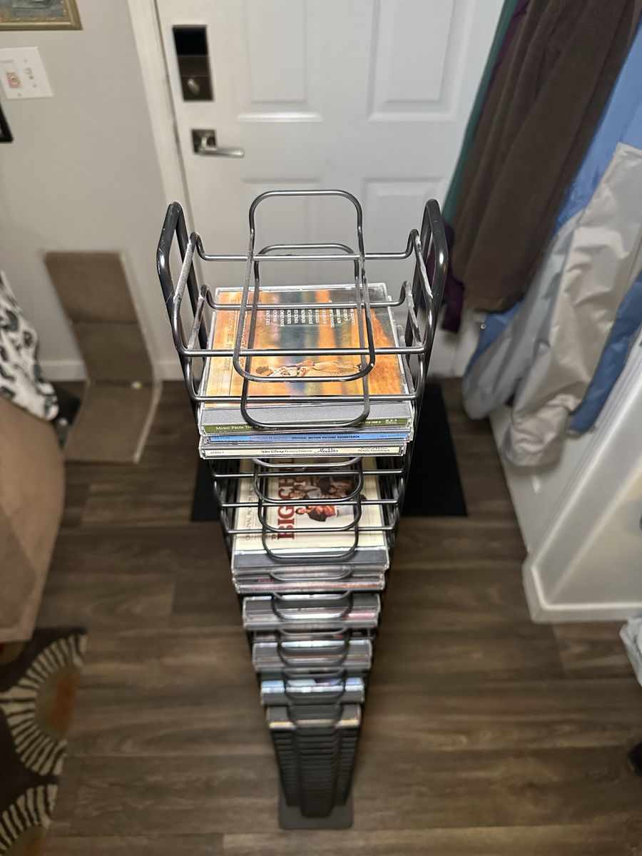 Vintage Heavy Metal Wire CD Tower Rack – Holds 160 CDs (Weighted Base) very rare