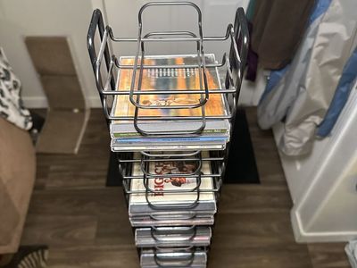 Vintage Heavy Metal Wire CD Tower Rack – Holds 160 CDs (Weighted Base) very rare