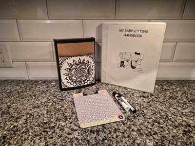 Babysitting Handbook Binder Set w/ Clipboard & Storage Organizer for Babysitters