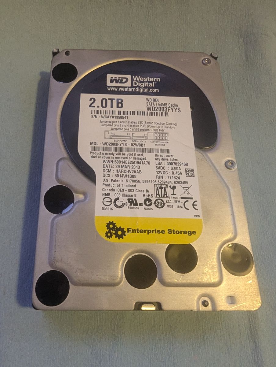 Western Digital RE4 2TB,Internal,7200RPM,3.5" (WD2003FYYS) Hard Drive