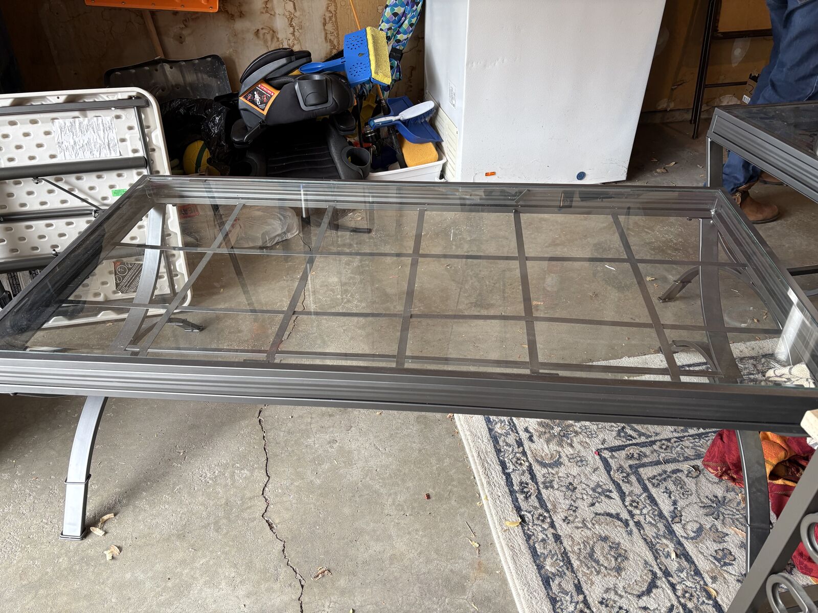 Silver and glass top coffee table