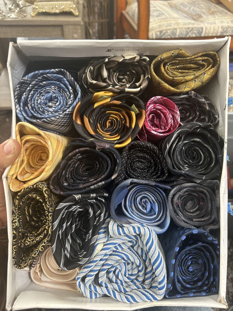 Assorted Men's Neckties Lot - Box of Various Patterns,Colors, and brands 