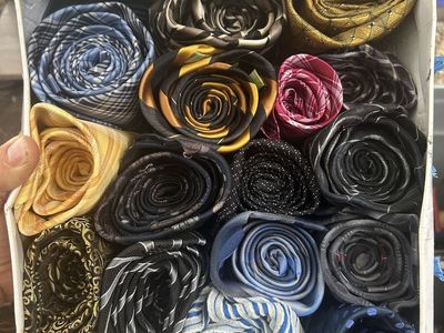 Assorted Men's Neckties Lot - Box of Various Patterns,Colors, and brands
