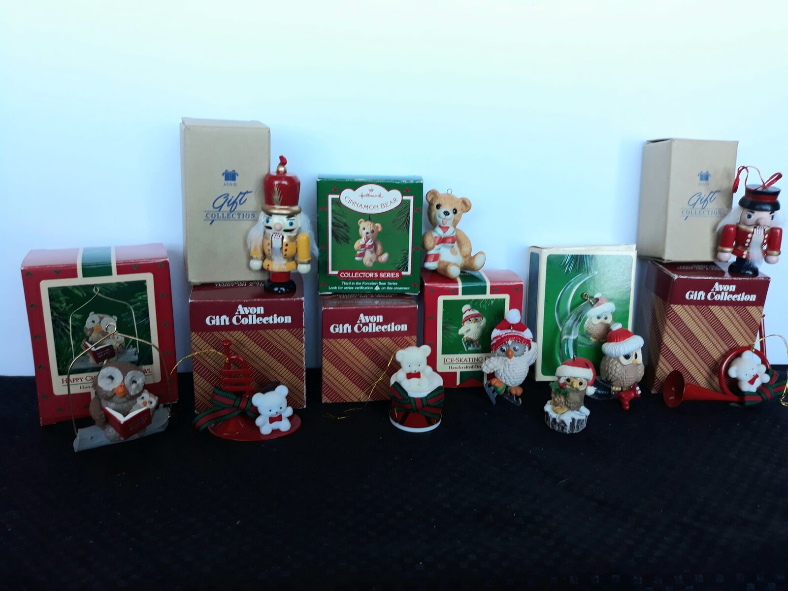 Lot of vintage collectible Avon and Hallmark Christmas ornaments