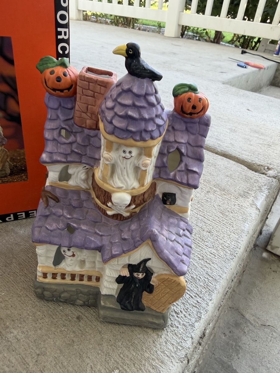 Prettique Inc. Halloween Collectibles Creepy Cottage Porcelain Sculpture