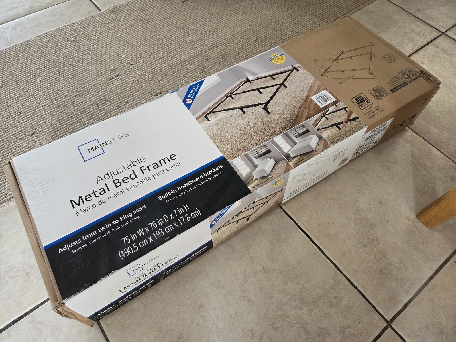 Mainstays Adjustable Bed Frame (Twin to King)(New in box)