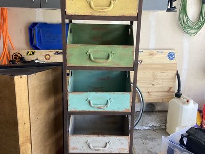 Industrial metal 5 tier bin decorative rack