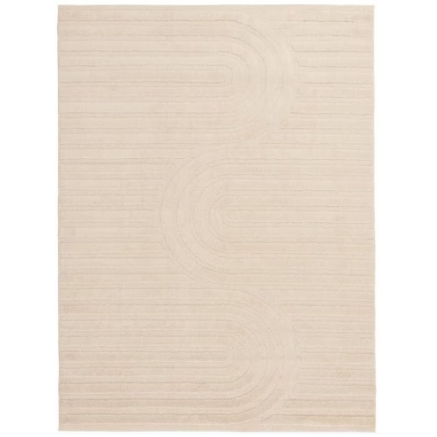 StyleWell Oathil 2 ft. x 5 ft. Cream Geometric Polyester Runner Rug