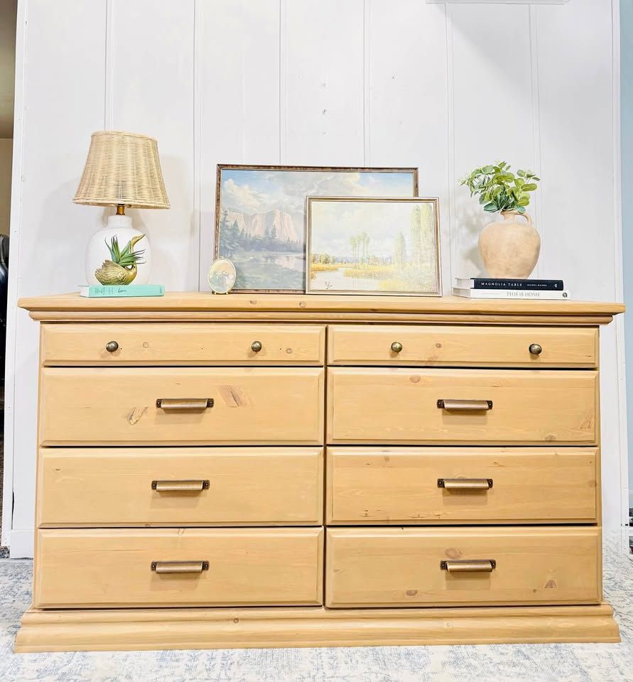Modern Minimalist Boho Style 8 Drawer Dresser | Modern Boho Drawer Chest