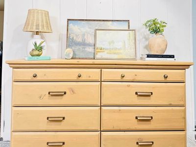 Modern Minimalist Boho Style 8 Drawer Dresser | Modern Boho Drawer Chest