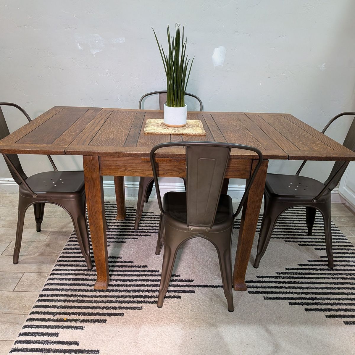 Mission Style solid Oak Draw Leaf dining table