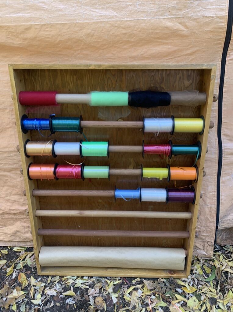 Wooden Spool Fabric Yarn Organization Rack