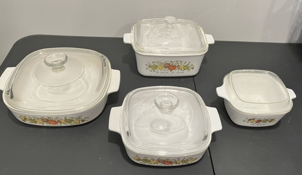 Set 4 Vintage Corning Ware Spice Of life Pyrex Dis
