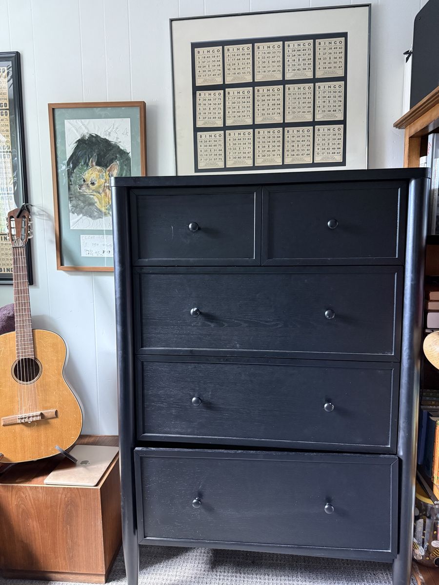 Black Wood Tallboy Dresser