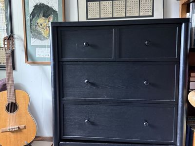Black Wood Tallboy Dresser