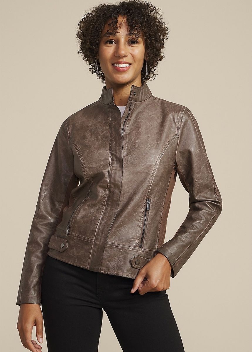 Faux Leather Biker Jacket xl